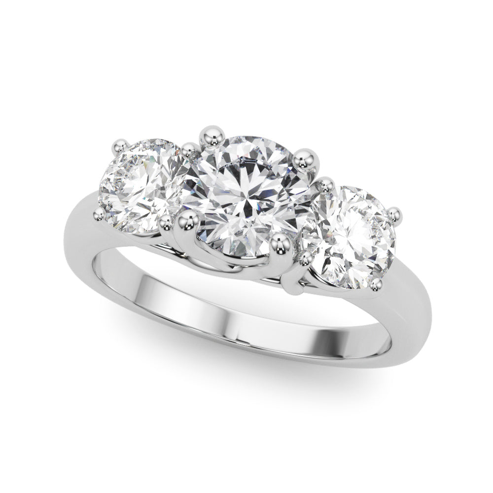 14K White Gold Lab Grown Diamond 3 Stone Engagement Ring Round With 1.74 TCW Diamond (Lab Grown VS-SI1, E/F/G)
