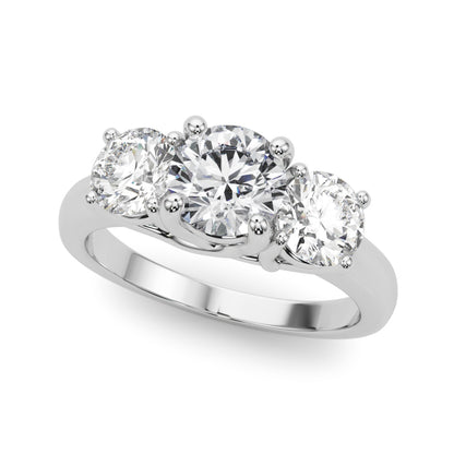14K White Gold Lab Grown Diamond 3 Stone Engagement Ring Round With 1.74 TCW Diamond (Lab Grown VS-SI1, E/F/G)