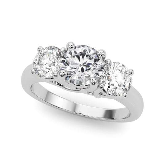 14K White Gold Lab Grown Diamond 3 Stone Engagement Ring Round With 1.74 TCW Diamond (Lab Grown VS-SI1, E/F/G)
