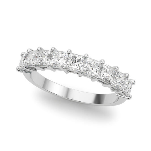 14K White Gold Lab Grown Diamond 9 Stone Band Princess Cut With 1.80 TCW Diamond (Lab Grown VS-SI1, E/F/G)