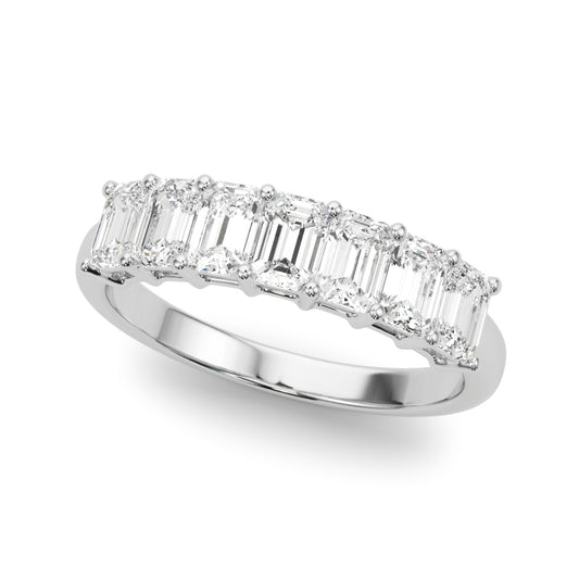 14K White Gold Lab Grown Diamond 7 Stone Band Emerald Cut With 1.75 TCW Diamond (Lab Grown VS-SI1, E/F/G)
