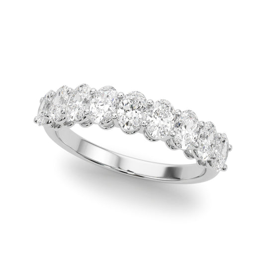 14K White Gold Lab Grown Diamond 9 Stone Band Oval With 2.16 TCW Diamond (Lab Grown VS-SI1, E/F/G)