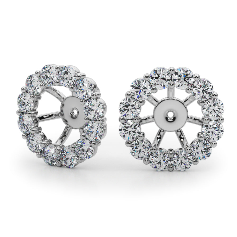 14K White Gold Lab Grown Diamond Earring Jacket For 1.0 Ct With 0.78 TCW Diamond (Lab Grown VS-SI1, E/F/G)