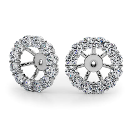 14K White Gold Lab Grown Diamond Earring Jacket For 1.0 Ct With 0.78 TCW Diamond (Lab Grown VS-SI1, E/F/G)