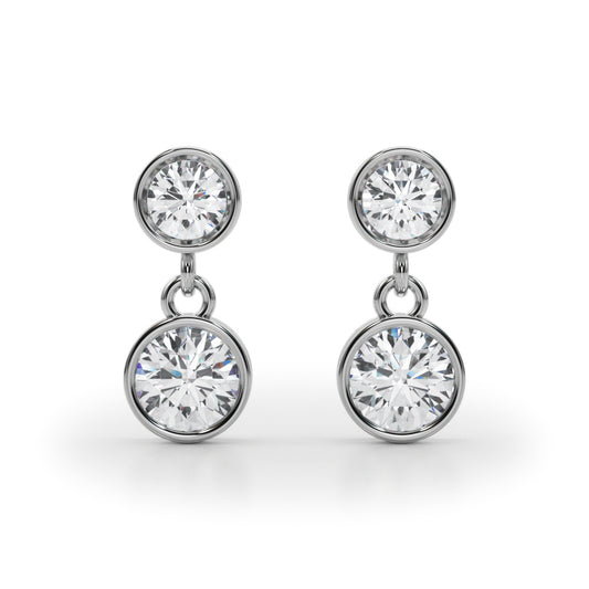 14K White Gold Lab Grown Diamond Fashion Earrings With 1 TCW Diamond (Lab Grown VS-SI1, E/F/G)