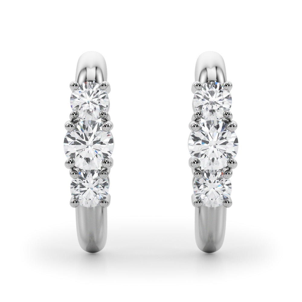 14K White Gold Lab Grown Diamond 3 Stone Earrings With 0.98 TCW Diamond (Lab Grown VS-SI1, E/F/G)