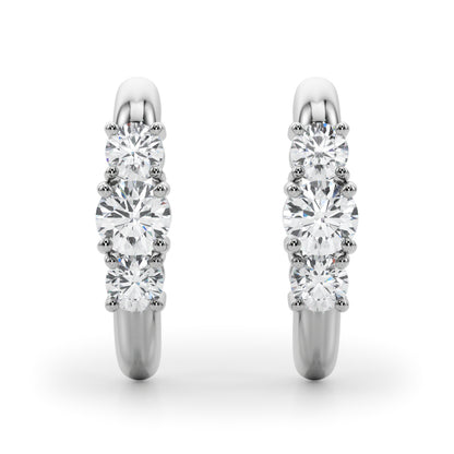 14K White Gold Lab Grown Diamond 3 Stone Earrings With 0.98 TCW Diamond (Lab Grown VS-SI1, E/F/G)