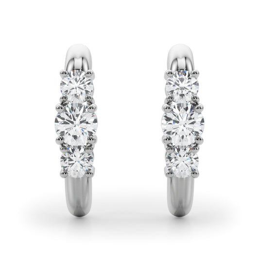14K White Gold Lab Grown Diamond 3 Stone Earrings With 0.98 TCW Diamond (Lab Grown VS-SI1, E/F/G)