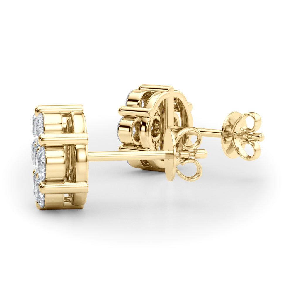 14K Yellow Gold Lab Grown Diamond Earrings Cluster With 0.98 TCW Diamond (Lab Grown VS-SI1, E/F/G)