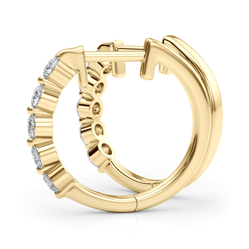 14K Yellow Gold Lab Grown Diamond Hoop Earrings With 1 TCW Diamond (Lab Grown VS-SI1, E/F/G)