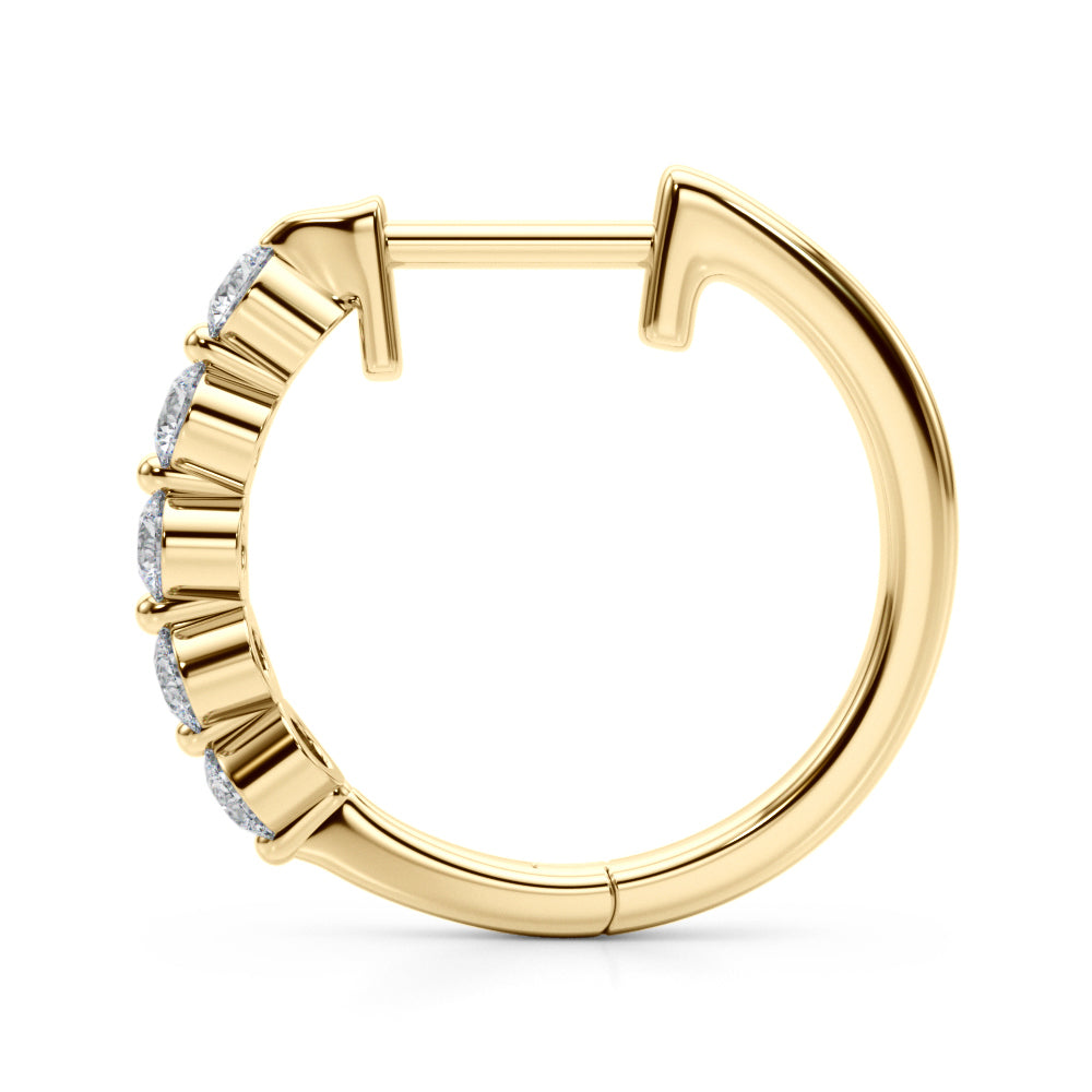 14K Yellow Gold Lab Grown Diamond Hoop Earrings With 1 TCW Diamond (Lab Grown VS-SI1, E/F/G)