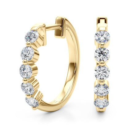 14K Yellow Gold Lab Grown Diamond Hoop Earrings With 1 TCW Diamond (Lab Grown VS-SI1, E/F/G)
