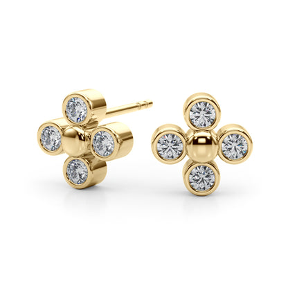 14K Yellow Gold Lab Grown Diamond Earrings Cluster With 0.52 TCW Diamond (Lab Grown VS-SI1, E/F/G)
