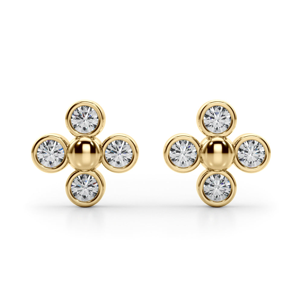 14K Yellow Gold Lab Grown Diamond Earrings Cluster With 0.52 TCW Diamond (Lab Grown VS-SI1, E/F/G)