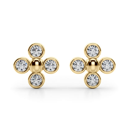 14K Yellow Gold Lab Grown Diamond Earrings Cluster With 0.52 TCW Diamond (Lab Grown VS-SI1, E/F/G)