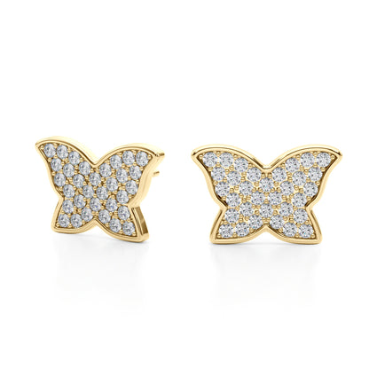 14K Yellow Gold Lab Grown Diamond Butterfly Earrings With 0.64 TCW Diamond (Lab Grown VS-SI1, E/F/G)