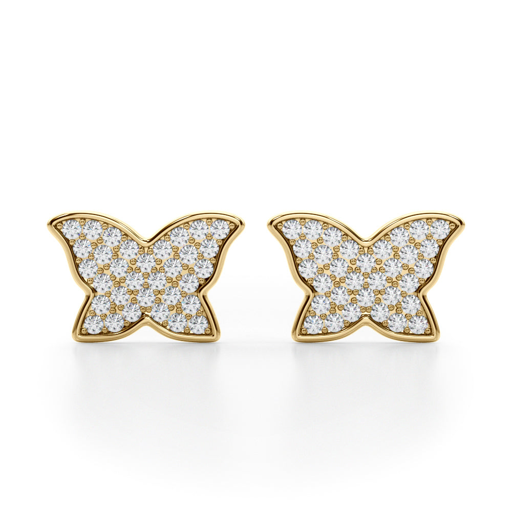 14K Yellow Gold Lab Grown Diamond Butterfly Earrings With 0.64 TCW Diamond (Lab Grown VS-SI1, E/F/G)