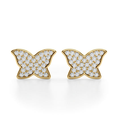 14K Yellow Gold Lab Grown Diamond Butterfly Earrings With 0.64 TCW Diamond (Lab Grown VS-SI1, E/F/G)