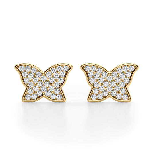 14K Yellow Gold Lab Grown Diamond Butterfly Earrings With 0.64 TCW Diamond (Lab Grown VS-SI1, E/F/G)
