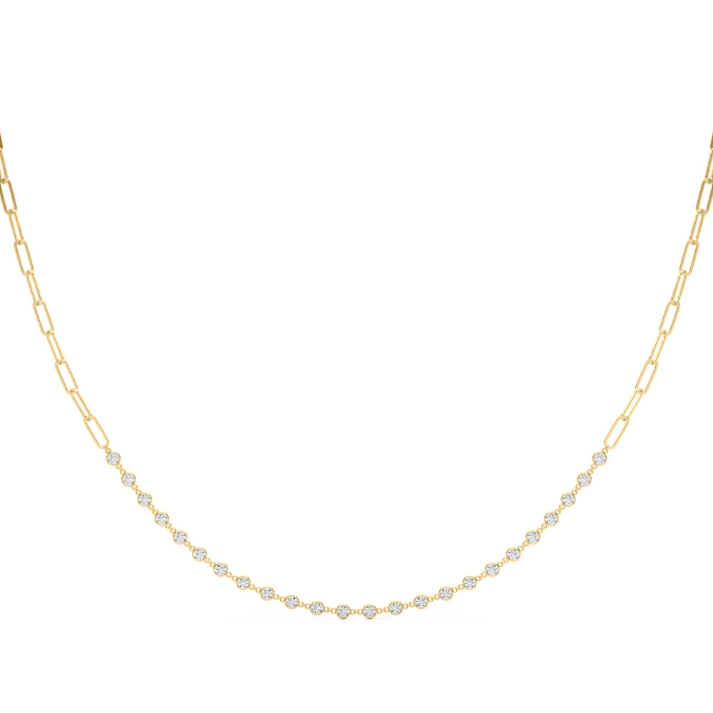 14K White and Yellow Gold Lab Grown Diamond Necklace With 1.44 TCW Diamond (Lab Grown VS-SI1, E/F/G)