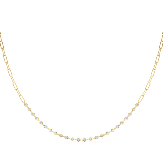 14K White and Yellow Gold Lab Grown Diamond Necklace With 1.44 TCW Diamond (Lab Grown VS-SI1, E/F/G)