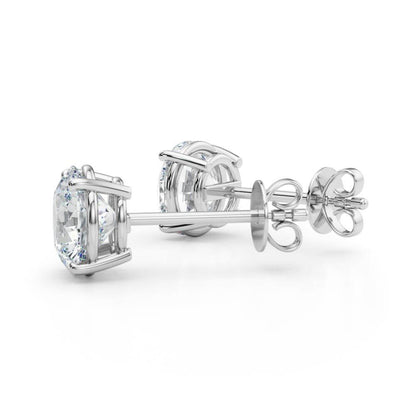 14K White Gold (2 Cttw) 1ct 4 Prong Wire Stud Earring With 2 TCW Diamond (Lab Grown VS-SI1, E/F/G)