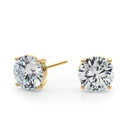 14K Yellow Gold (4 Cttw) 2ct 4 Prong Wire Stud Earring With 4 TCW Diamond (Lab Grown VS-SI1, E/F/G)