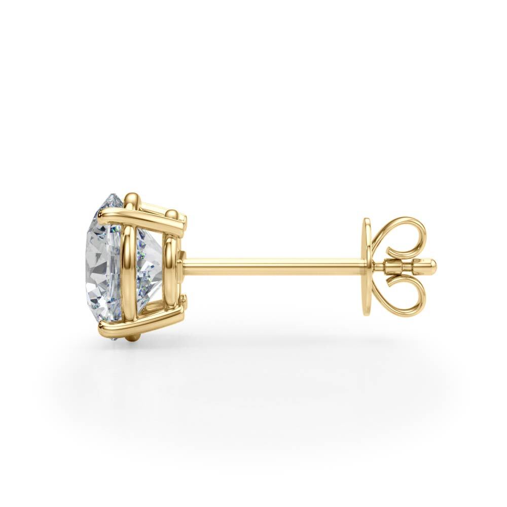 14K Yellow Gold (4 Cttw) 2ct 4 Prong Wire Stud Earring With 8 TCW Diamond (Lab Grown VS-SI1, E/F/G)