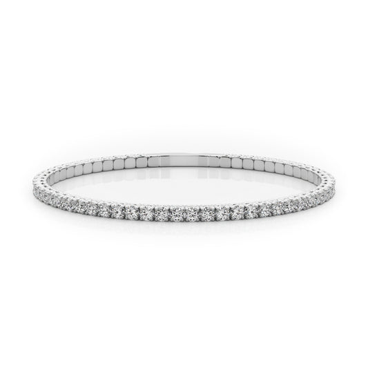 14K White Gold Lab Grown Diamond Flexible Eternity Bangle With 3.92 TCW Diamond (Lab Grown VS-SI1, E/F/G)