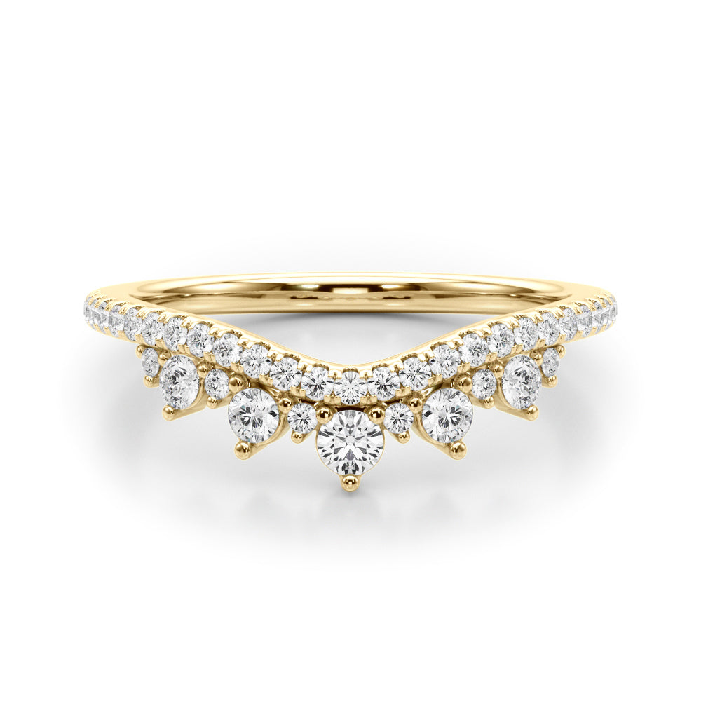 14K Yellow Gold Lab Grown Diamond Chevro Band With 0.22 TCW Diamond (Lab Grown VS-SI1, E/F/G)