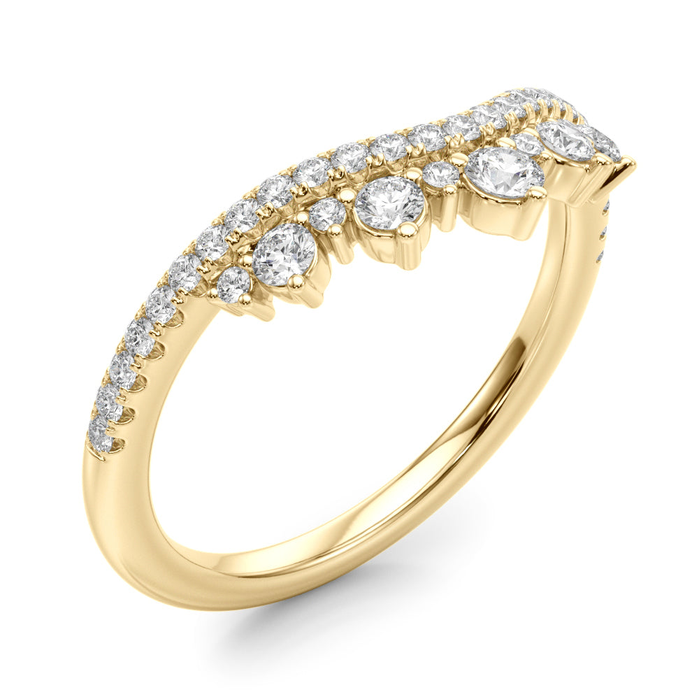 14K Yellow Gold Lab Grown Diamond Chevro Band With 0.22 TCW Diamond (Lab Grown VS-SI1, E/F/G)