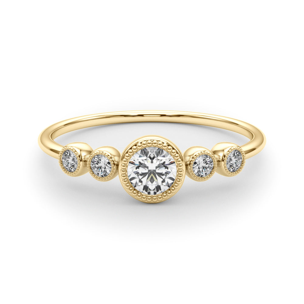 14K Yellow Gold Lab Grown Diamond 5 Stone Fashion Ring With Round Center With 0.32 TCW Diamond (Lab Grown VS-SI1, E/F/G)