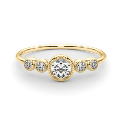 14K Yellow Gold Lab Grown Diamond 5 Stone Fashion Ring With Round Center With 0.32 TCW Diamond (Lab Grown VS-SI1, E/F/G)