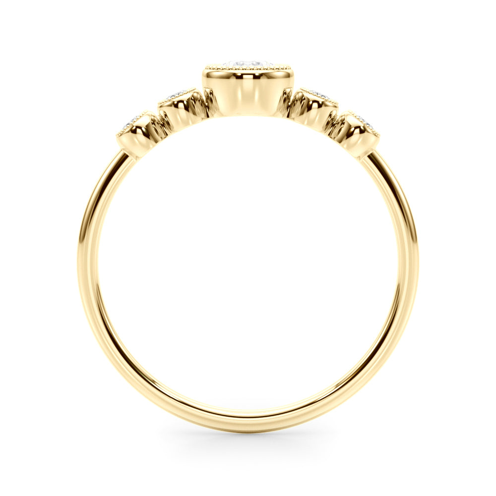 14K Yellow Gold Lab Grown Diamond 5 Stone Fashion Ring With Round Center With 0.32 TCW Diamond (Lab Grown VS-SI1, E/F/G)