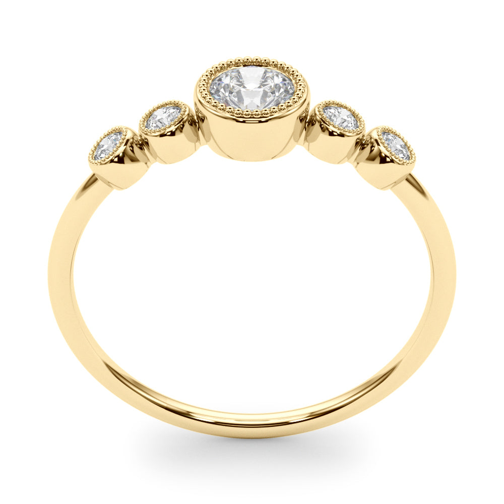 14K Yellow Gold Lab Grown Diamond 5 Stone Fashion Ring With Round Center With 0.32 TCW Diamond (Lab Grown VS-SI1, E/F/G)