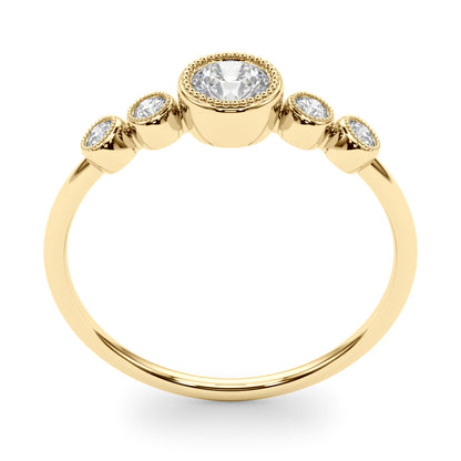 14K Yellow Gold Lab Grown Diamond 5 Stone Fashion Ring With Round Center With 0.32 TCW Diamond (Lab Grown VS-SI1, E/F/G)