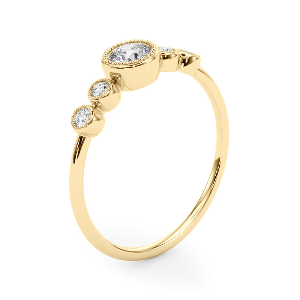14K Yellow Gold Lab Grown Diamond 5 Stone Fashion Ring With Round Center With 0.32 TCW Diamond (Lab Grown VS-SI1, E/F/G)