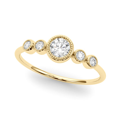 14K Yellow Gold Lab Grown Diamond 5 Stone Fashion Ring With Round Center With 0.32 TCW Diamond (Lab Grown VS-SI1, E/F/G)