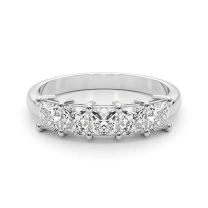 14K White Gold Lab Grown Diamond 5 Stone Band Princess Cut With 0.85 TCW Diamond (Lab Grown VS-SI1, E/F/G)