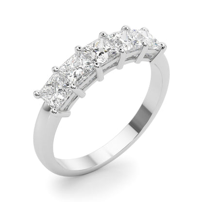 14K White Gold Lab Grown Diamond 5 Stone Band Princess Cut With 0.85 TCW Diamond (Lab Grown VS-SI1, E/F/G)