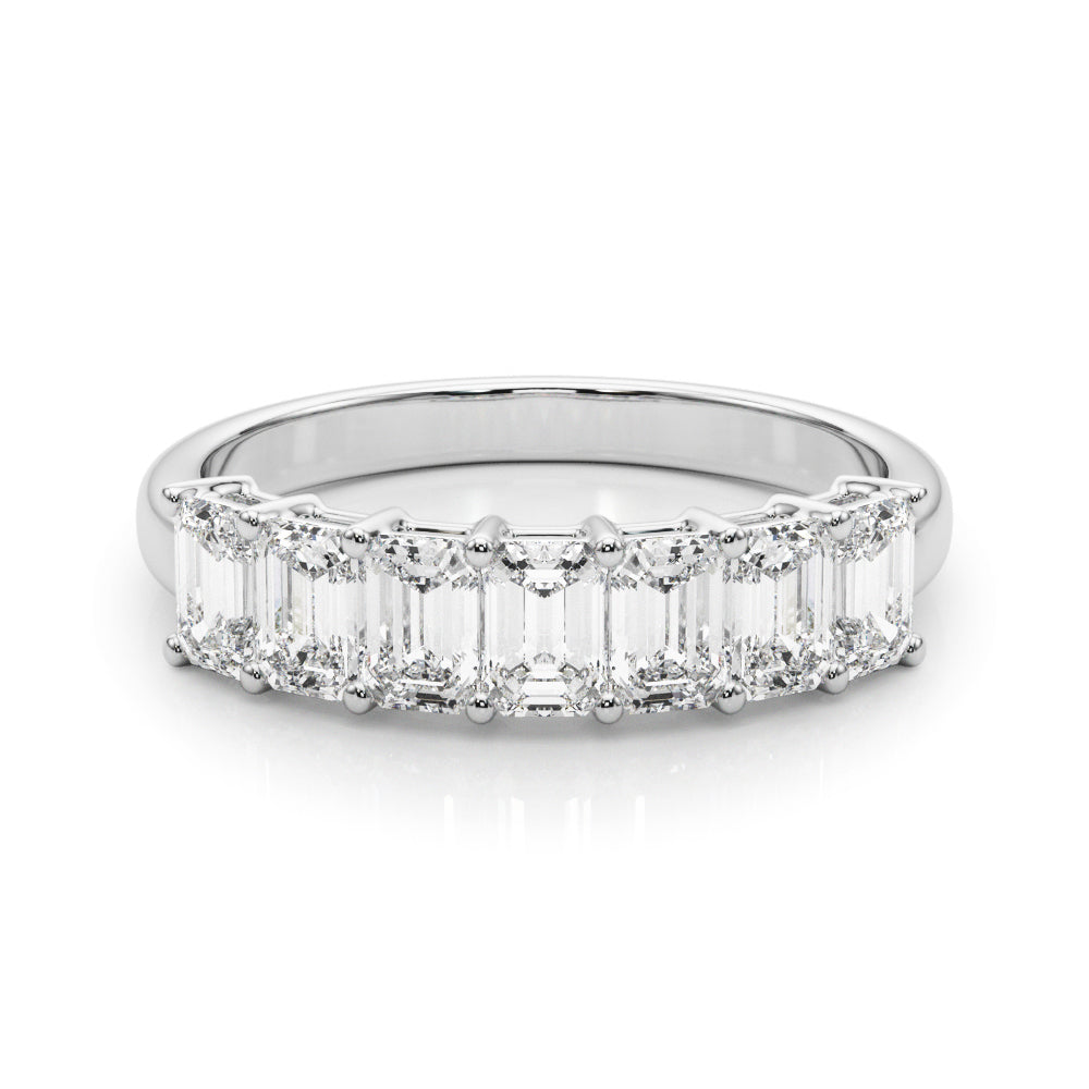14K White Gold Lab Grown Diamond 7 Stone Band Emerald Cut With 2.17 TCW Diamond (Lab Grown VS-SI1, E/F/G)