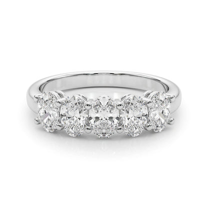 14K White Gold Lab Grown Diamond 5 Stone Band Oval With 2 TCW Diamond (Lab Grown VS-SI1, E/F/G)