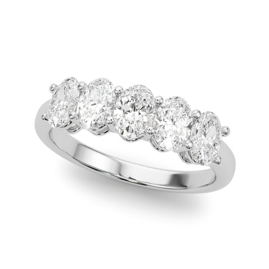 14K White Gold Lab Grown Diamond 5 Stone Band Oval With 2 TCW Diamond (Lab Grown VS-SI1, E/F/G)