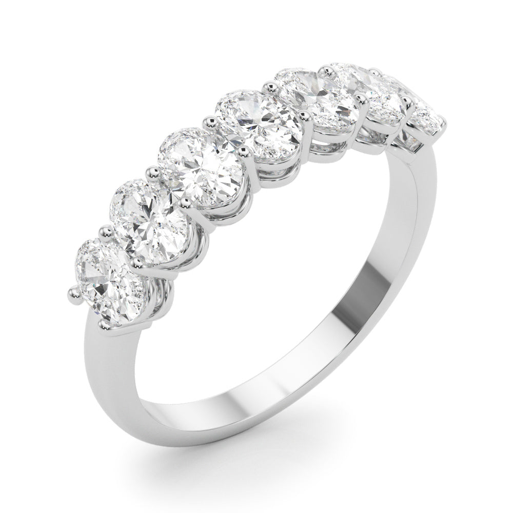 14K White Gold Lab Grown Diamond 7 Stone Band Oval With 1.68 TCW Diamond (Lab Grown VS-SI1, E/F/G)
