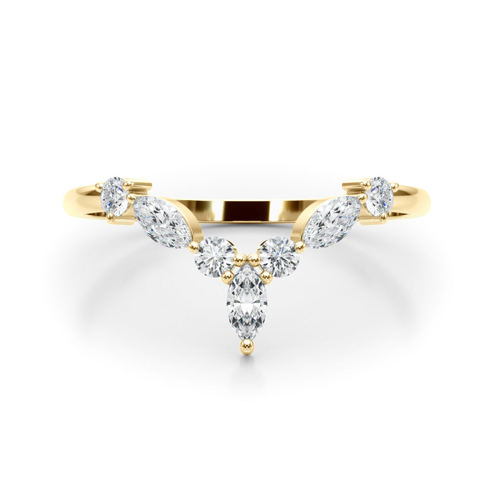 14K Yellow Gold Lab Grown Diamond Band Marquise & Round With 0.35 TCW Diamond (Lab Grown VS-SI1, E/F/G)