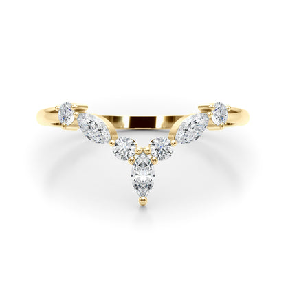 14K Yellow Gold Lab Grown Diamond Band Marquise & Round With 0.35 TCW Diamond (Lab Grown VS-SI1, E/F/G)