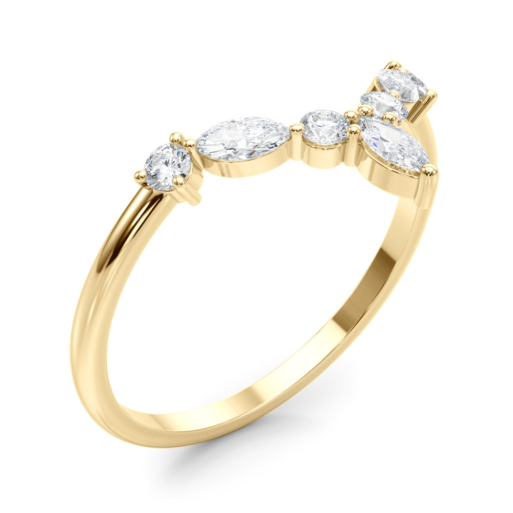 14K Yellow Gold Lab Grown Diamond Band Marquise & Round With 0.35 TCW Diamond (Lab Grown VS-SI1, E/F/G)