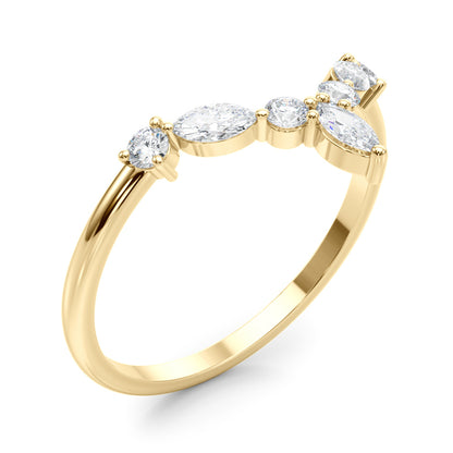 14K Yellow Gold Lab Grown Diamond Band Marquise & Round With 0.35 TCW Diamond (Lab Grown VS-SI1, E/F/G)
