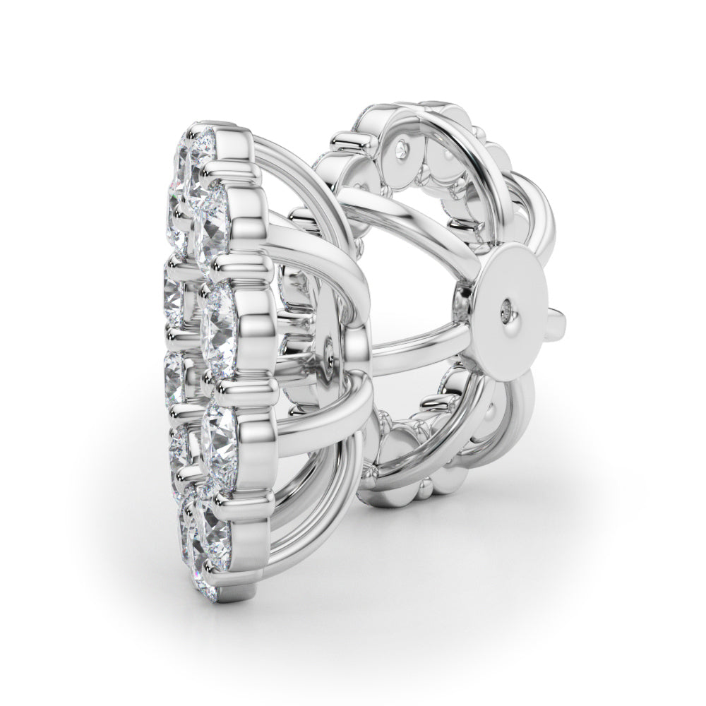 14K White Gold Lab Grown Diamond Earring Jacket For 2.0 Ct With 0.90 TCW Diamond (Lab Grown VS-SI1, E/F/G)