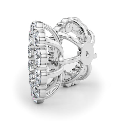 14K White Gold Lab Grown Diamond Earring Jacket For 2.0 Ct With 0.90 TCW Diamond (Lab Grown VS-SI1, E/F/G)